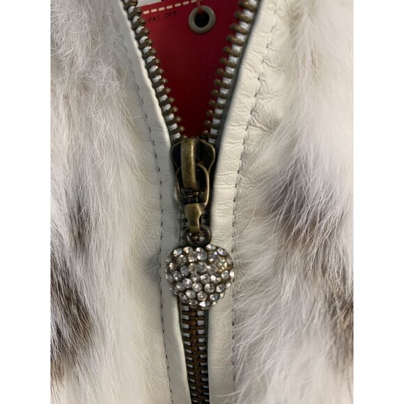 NWT Only Brand Womens White Genuine Rabbit Fur Hooded Vest 8936 Size XS/S - Picture 9 of 11